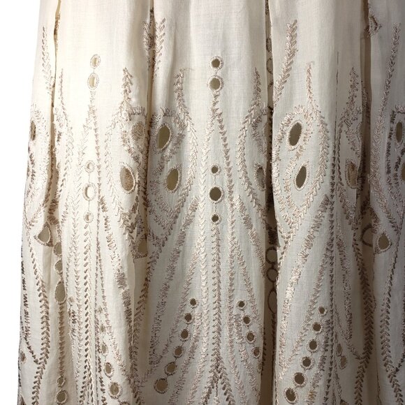 Talbots Midi Skirt Ecru Eyelet Embroidered Lined Cotton 6 EUC - Picture 9 of 9